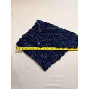 Handmade Navy Blue Crochet Buttoned Scarf Wrap For Women